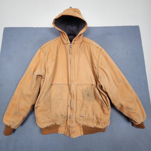 Walls Zero-Zone Jacket Mens 2XL Tall Tan Hooded Insulated Duck Canvas Work - Picture 1 of 16